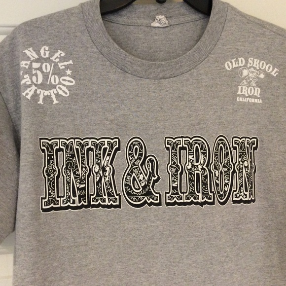Mens Gray Tee OLD SKOOL INK & IRON CALIFORNIA SZ M - Picture 1 of 5